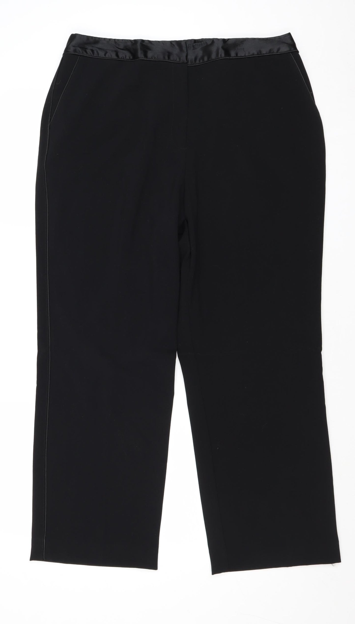 Sag Harbor Womens Black Polyester Trousers Size 16 Regular Zip
