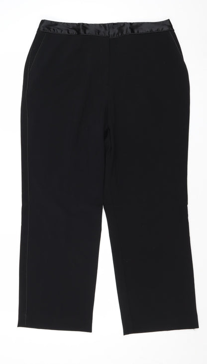Sag Harbor Womens Black Polyester Trousers Size 16 Regular Zip
