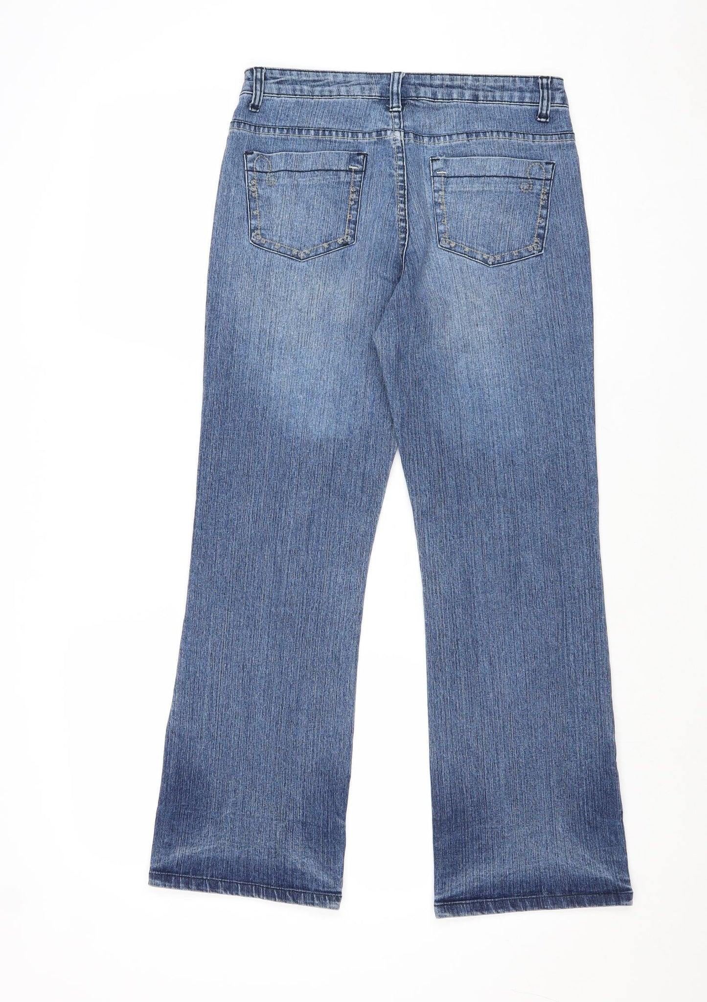 X-Mali Womens Blue Cotton Straight Jeans Size 6 Regular Zip