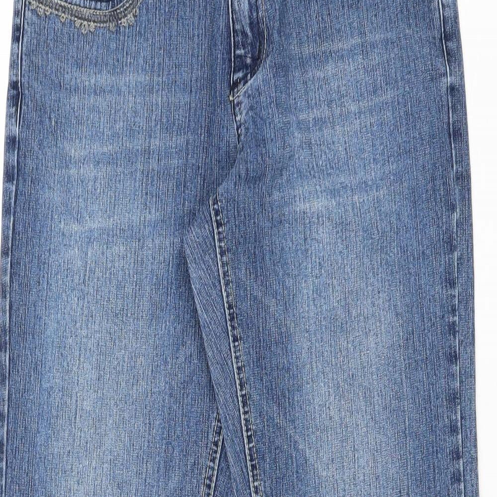 X-Mali Womens Blue Cotton Straight Jeans Size 6 Regular Zip