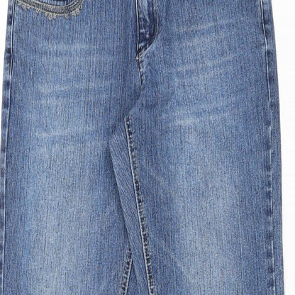 X-Mali Womens Blue Cotton Straight Jeans Size 6 Regular Zip