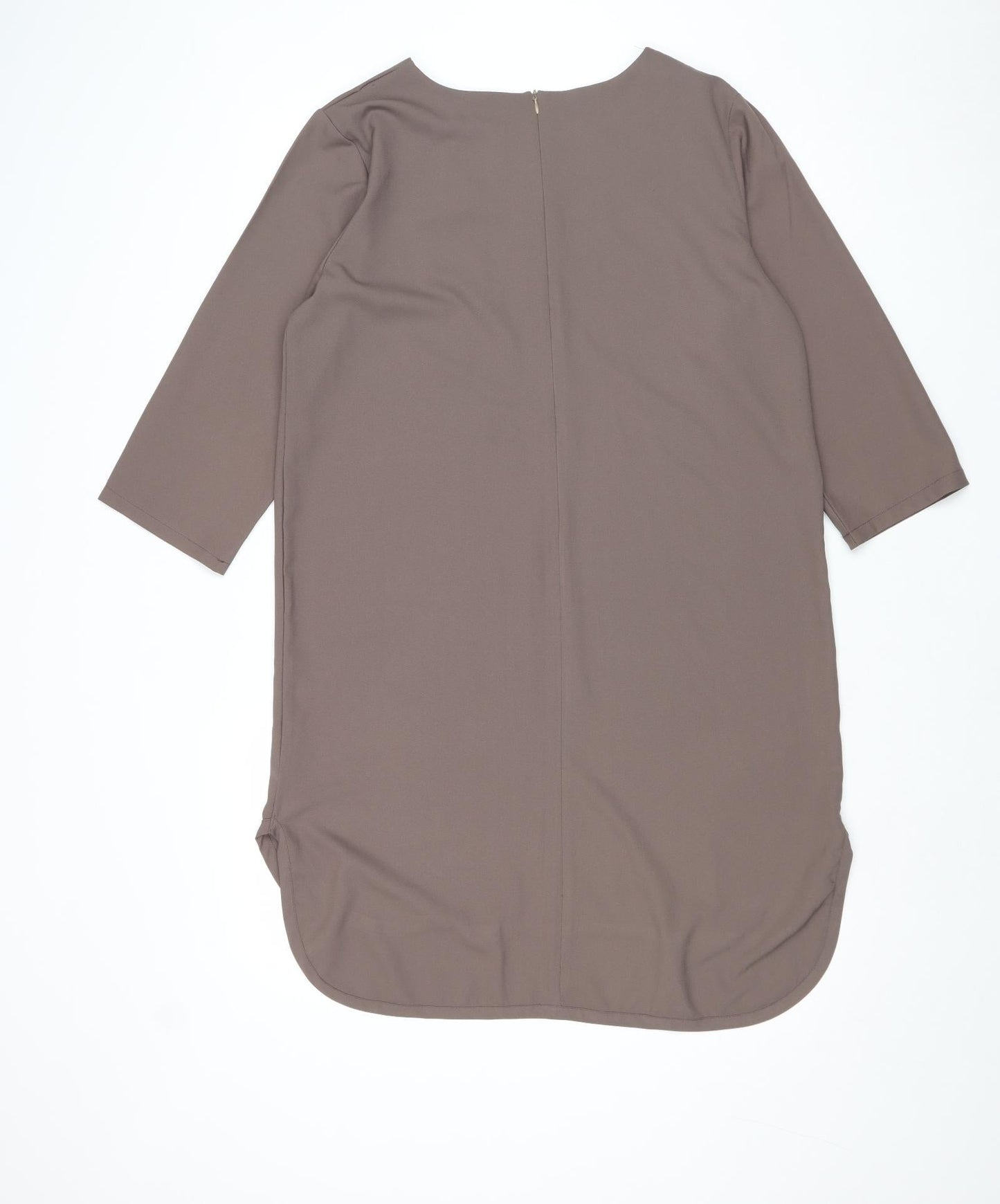 Boohoo Womens Brown Polyester A-Line Size 14 Round Neck Zip