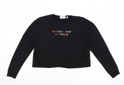 Sony Womens Black Polyester Pullover Sweatshirt Size XS Pullover - No I Don't Want No Scrubs