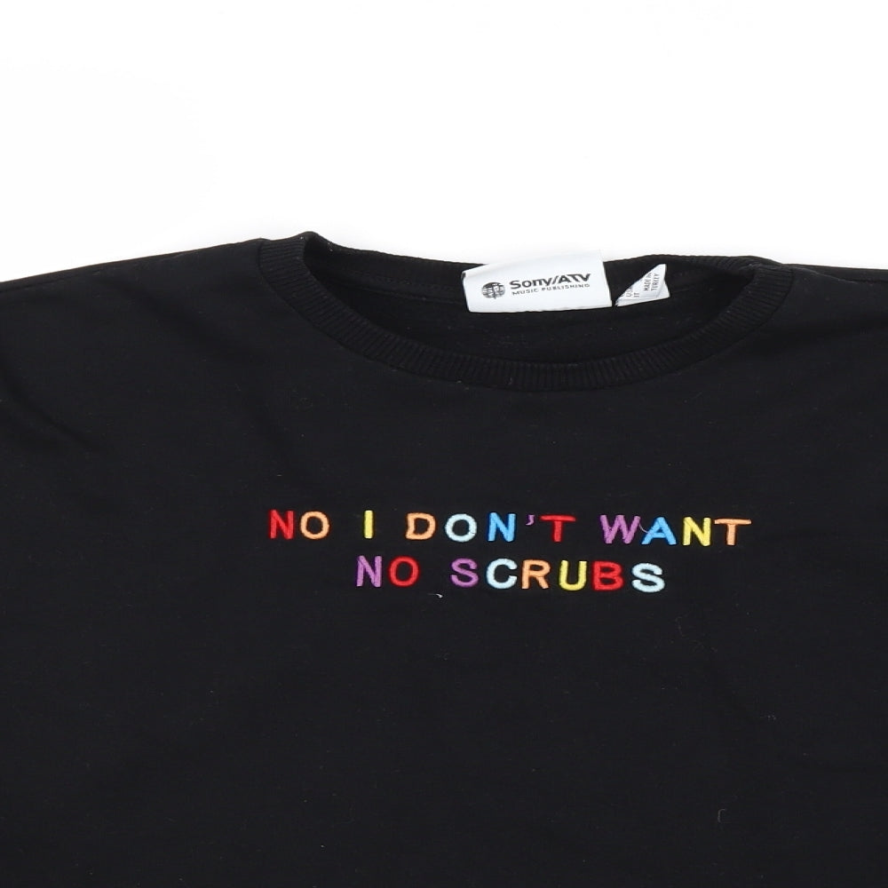 Sony Womens Black Polyester Pullover Sweatshirt Size XS Pullover - No I Don't Want No Scrubs