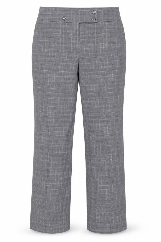 Country Casuals Womens Grey Plaid Polyester Trousers Size 14 Regular Zip