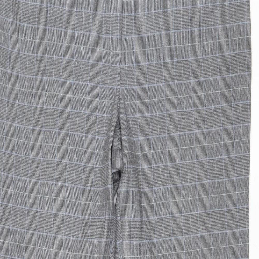 CC Womens Grey Plaid Polyester Trousers Size 14 Regular Zip