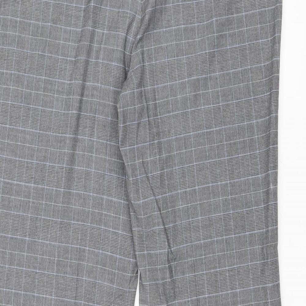 CC Womens Grey Plaid Polyester Trousers Size 14 Regular Zip