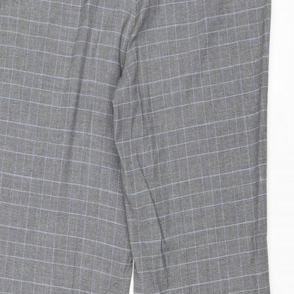 CC Womens Grey Plaid Polyester Trousers Size 14 Regular Zip