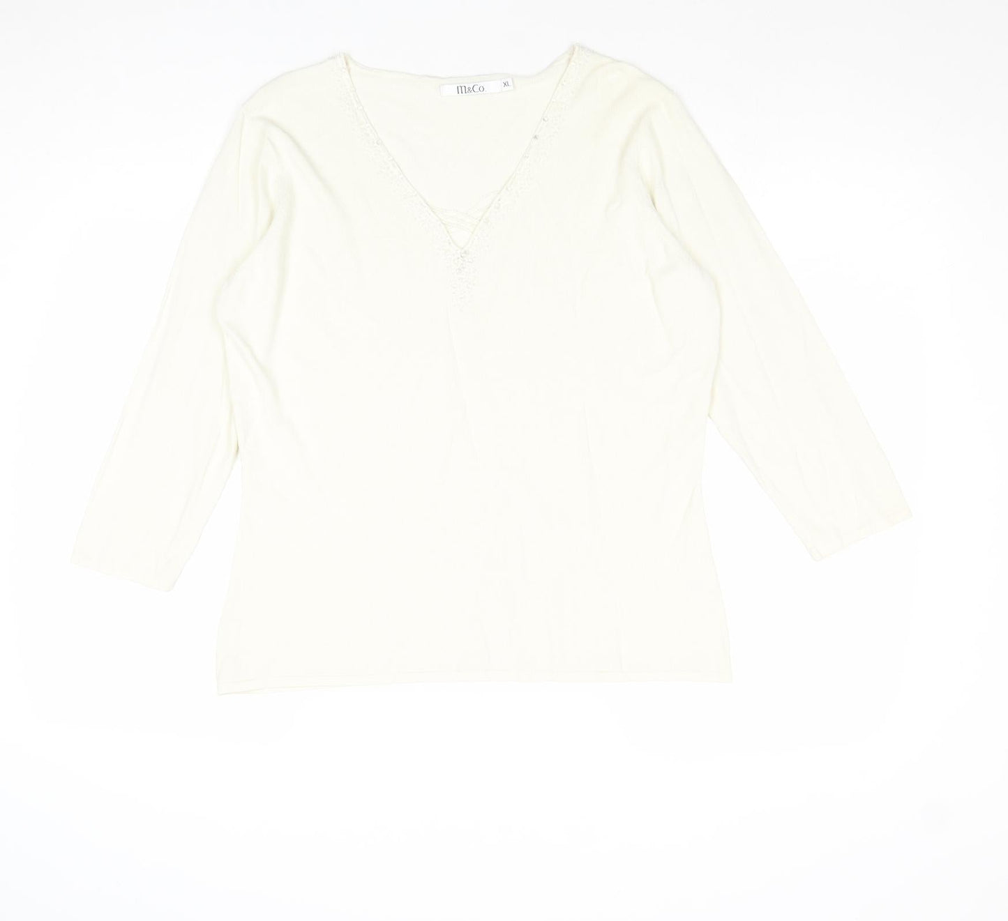 Womens UK Size XL M&Co Ivory Pullover Jumper