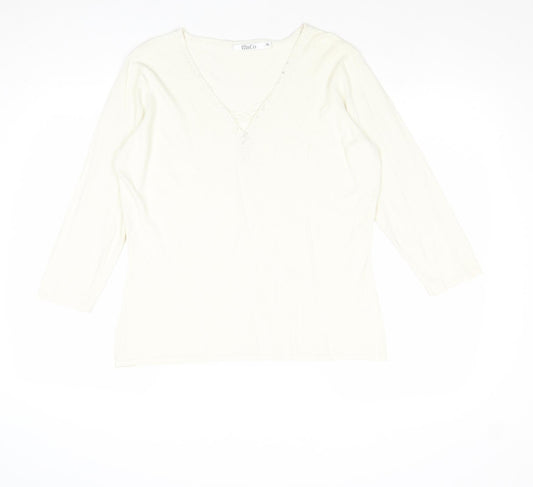 Womens UK Size XL M&Co Ivory Pullover Jumper