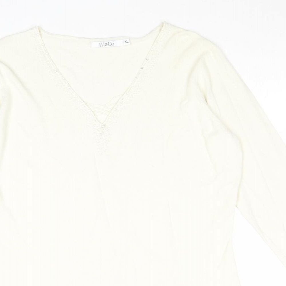 Womens UK Size XL M&Co Ivory Pullover Jumper