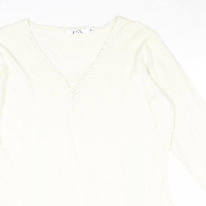 Womens UK Size XL M&Co Ivory Pullover Jumper