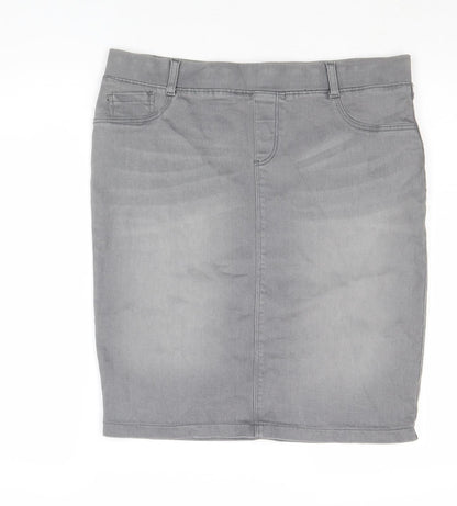 Dorothy Perkins Womens Grey Cotton Straight & Pencil Skirt Size 10