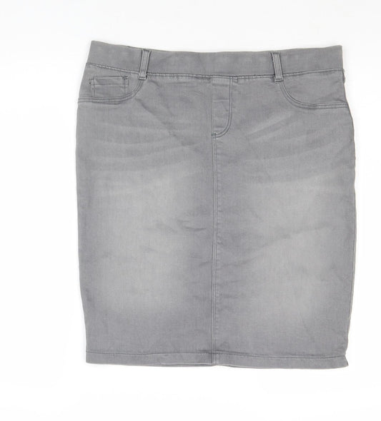 Dorothy Perkins Womens Grey Cotton Straight & Pencil Skirt Size 10