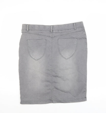 Dorothy Perkins Womens Grey Cotton Straight & Pencil Skirt Size 10