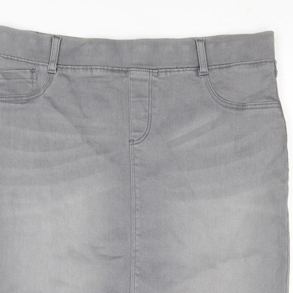 Dorothy Perkins Womens Grey Cotton Straight & Pencil Skirt Size 10