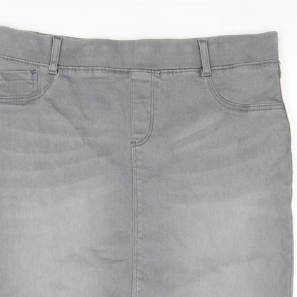 Dorothy Perkins Womens Grey Cotton Straight & Pencil Skirt Size 10