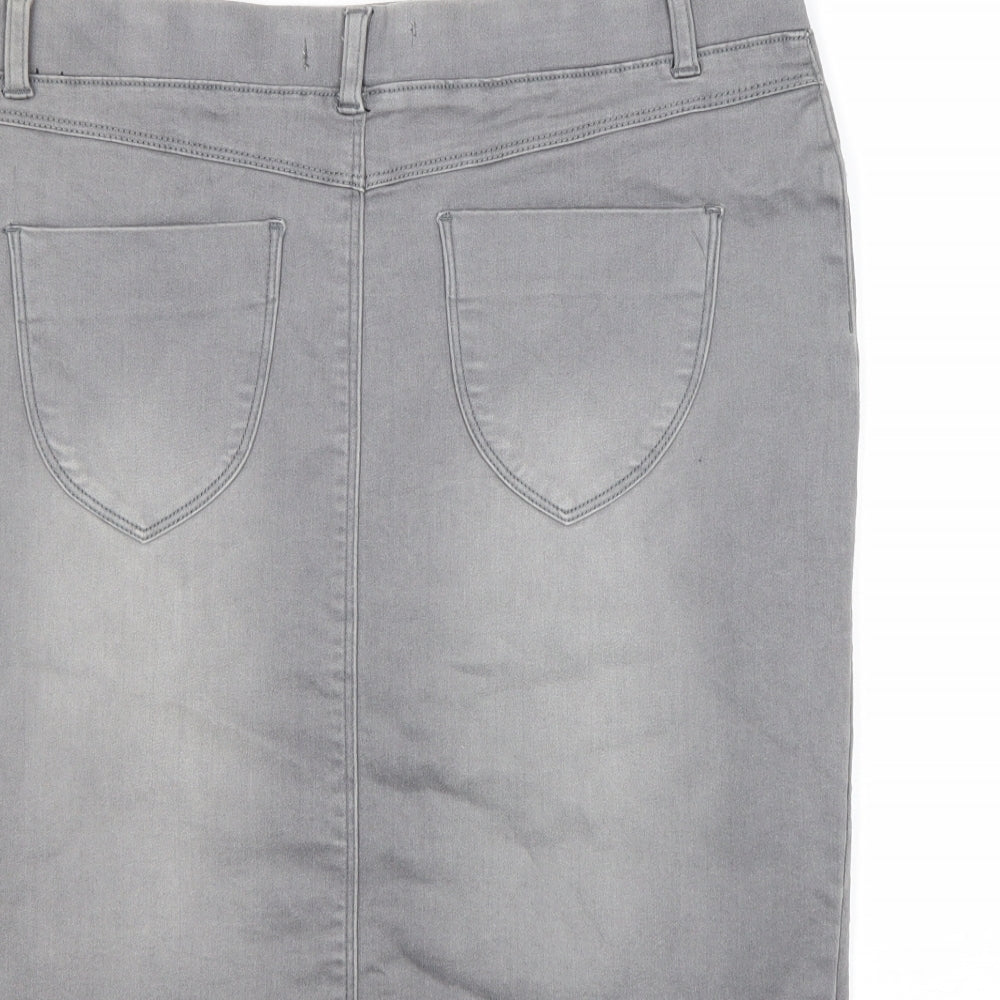 Dorothy Perkins Womens Grey Cotton Straight & Pencil Skirt Size 10