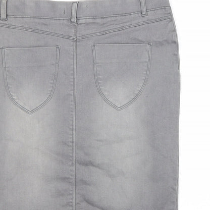 Dorothy Perkins Womens Grey Cotton Straight & Pencil Skirt Size 10
