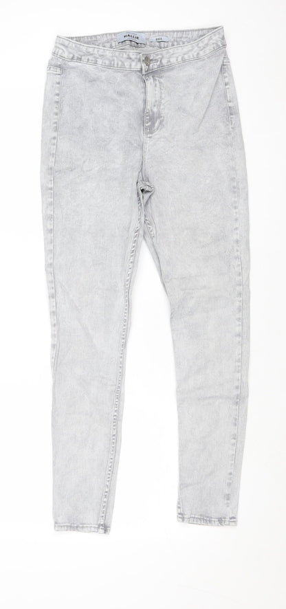 New Look Womens Grey Cotton Skinny Jeans Size 12 Regular Zip