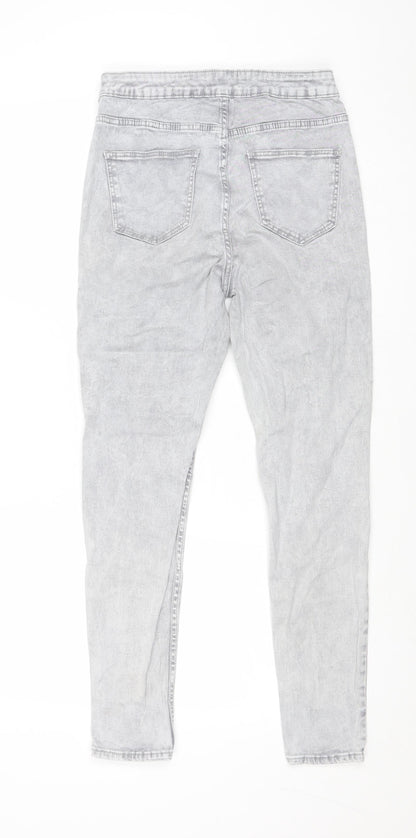 New Look Womens Grey Cotton Skinny Jeans Size 12 Regular Zip