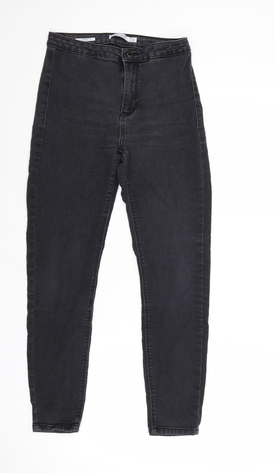 Bershka Womens Grey Cotton Skinny Jeans Size 10 Regular Zip