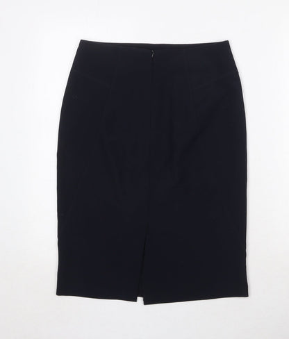 Marks and Spencer Womens Blue Polyester A-Line Skirt Size 8 Zip