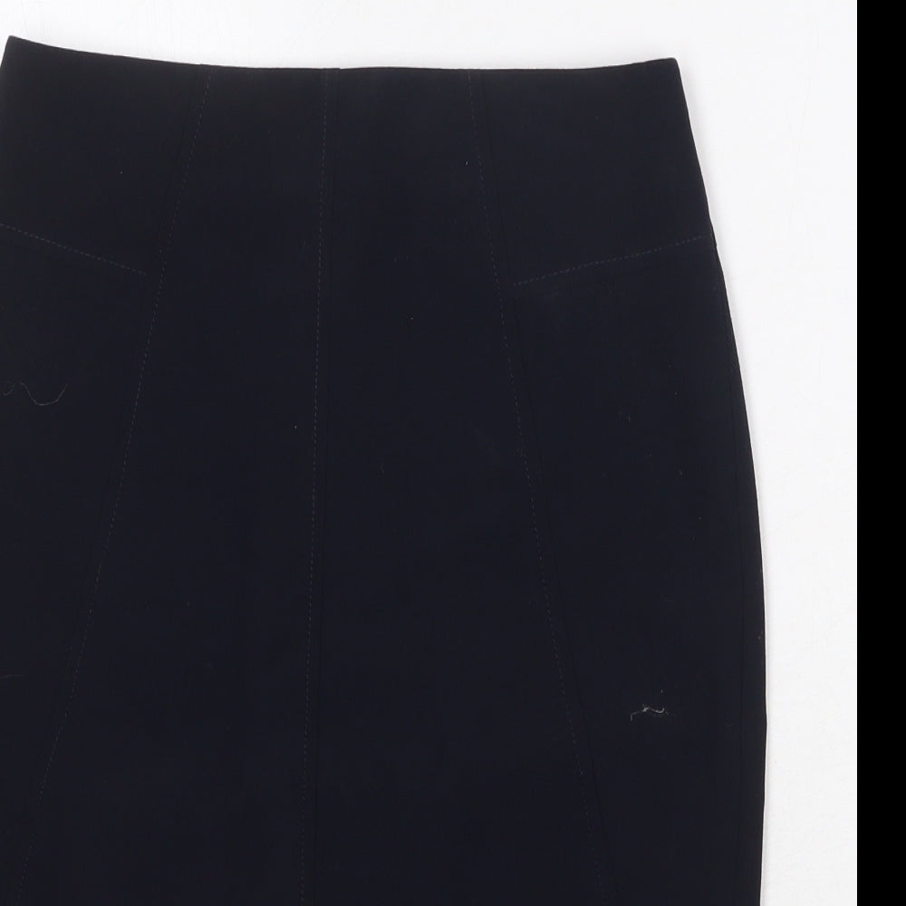 Marks and Spencer Womens Blue Polyester A-Line Skirt Size 8 Zip