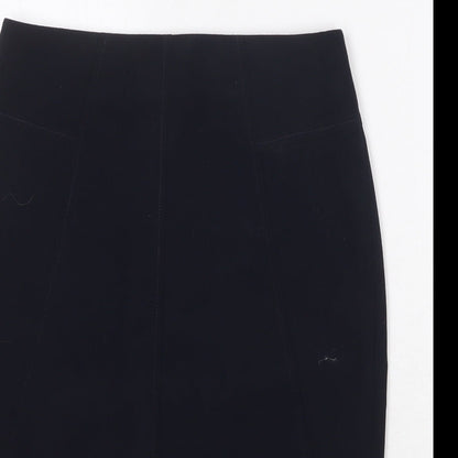 Marks and Spencer Womens Blue Polyester A-Line Skirt Size 8 Zip