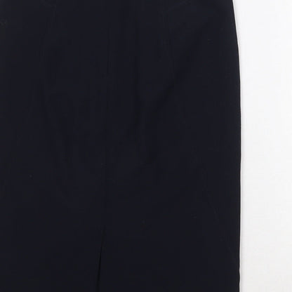 Marks and Spencer Womens Blue Polyester A-Line Skirt Size 8 Zip