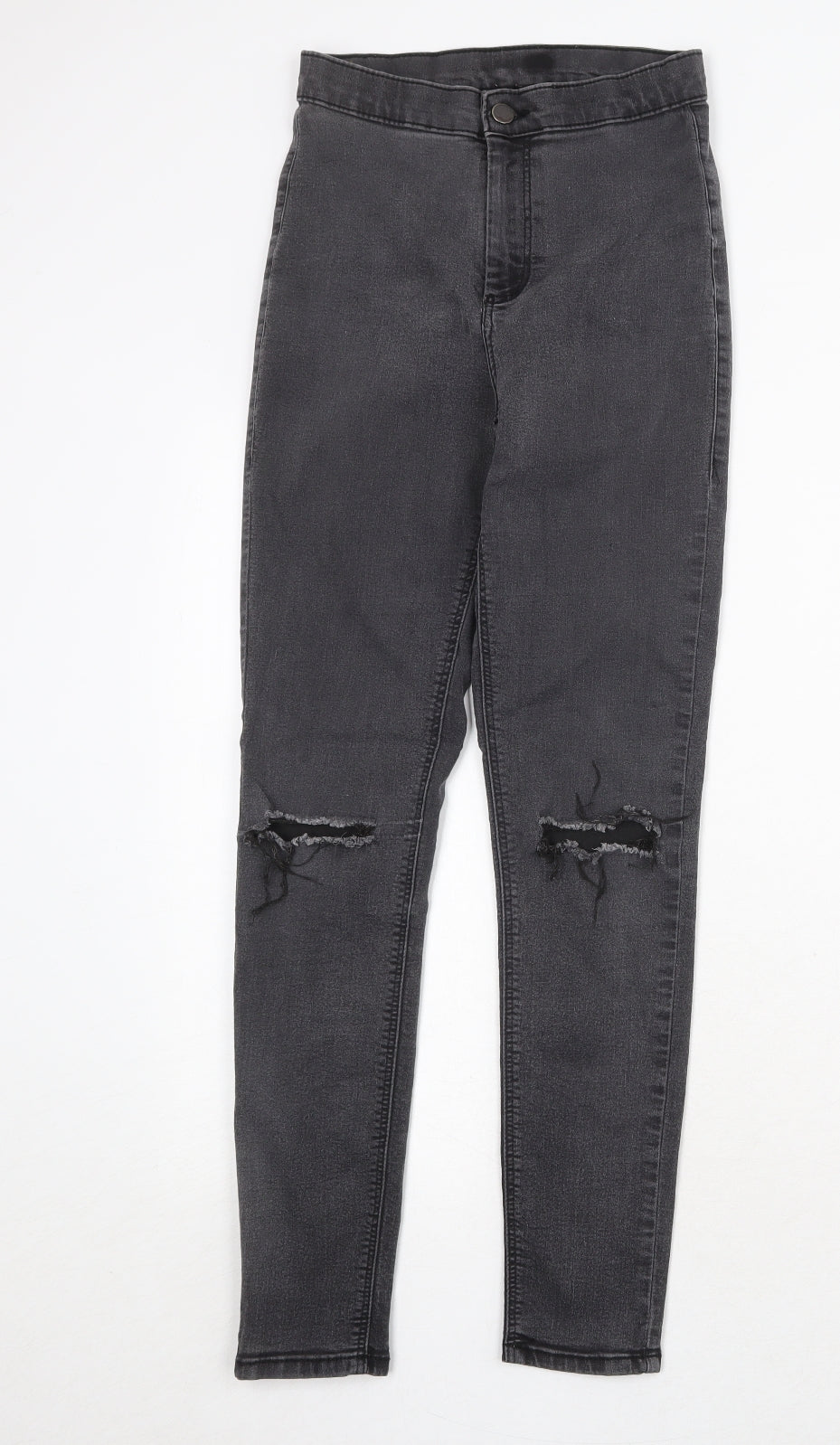 Topshop Womens Black Cotton Skinny Jeans Size 28 in Regular Zip