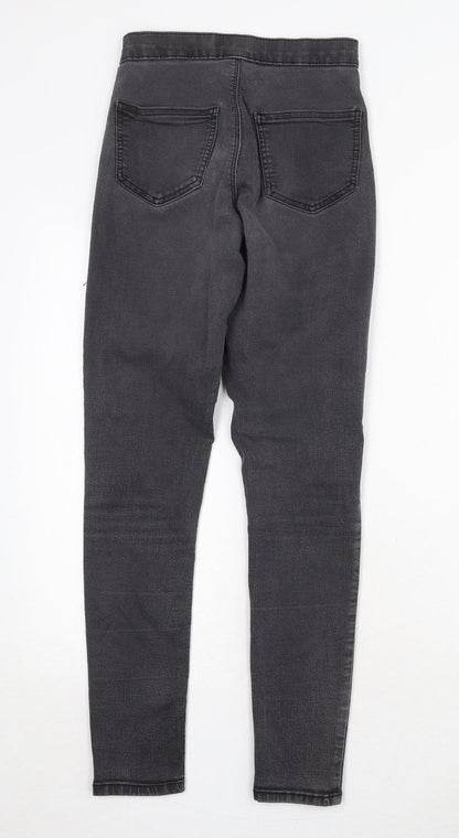 Topshop Womens Black Cotton Skinny Jeans Size 28 in Regular Zip