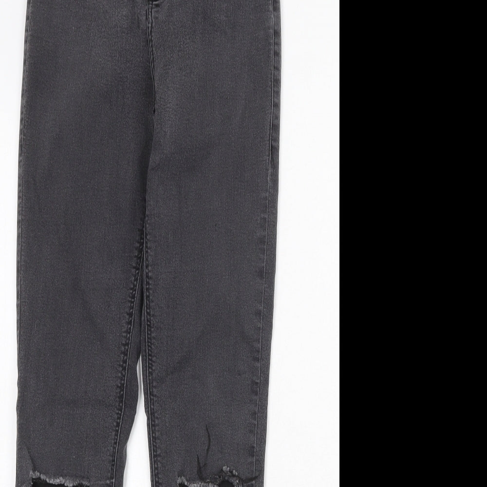 Topshop Womens Black Cotton Skinny Jeans Size 28 in Regular Zip