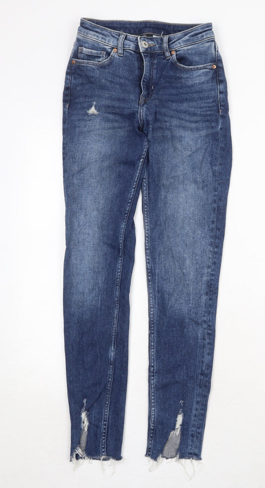 Divided by H&M Womens Blue Cotton Skinny Jeans Size 4 Regular Zip
