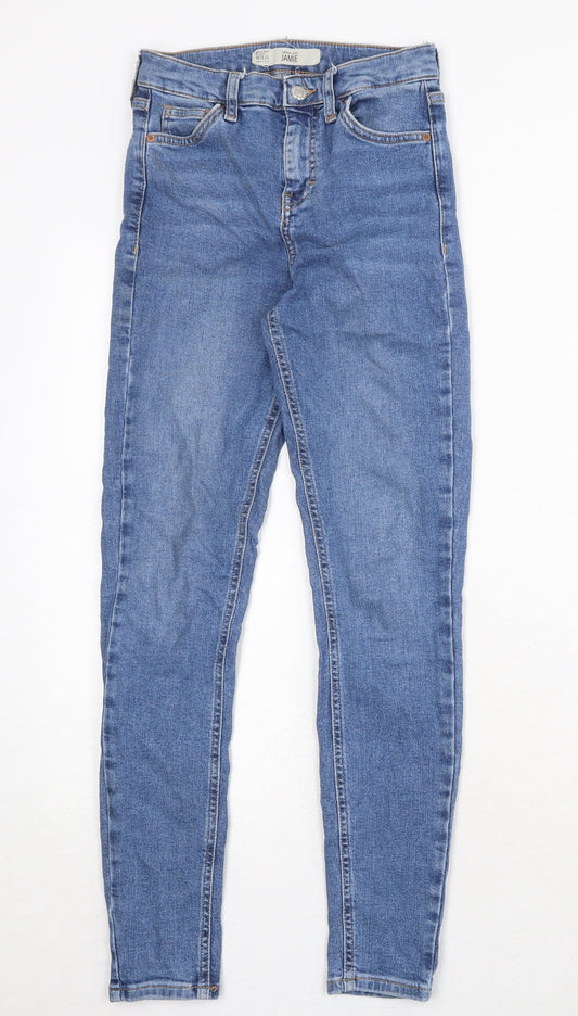 Topshop Womens Blue Cotton Skinny Jeans Size 26 in Regular Zip