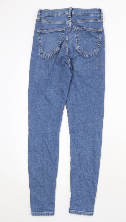 Topshop Womens Blue Cotton Skinny Jeans Size 26 in Regular Zip