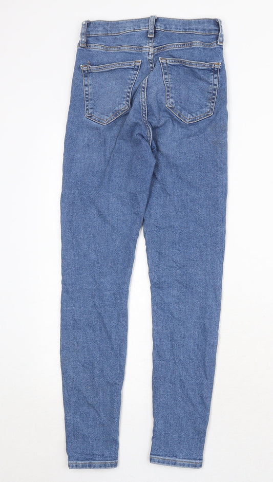 Topshop Womens Blue Cotton Skinny Jeans Size 26 in Regular Zip
