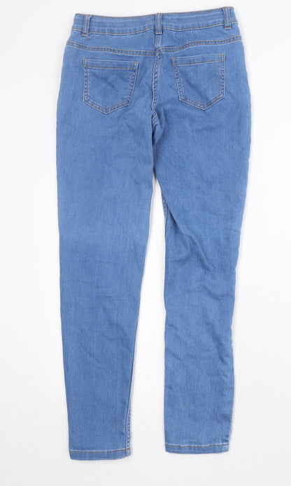 Debenhams Girls Blue Cotton Skinny Jeans Size 10-11 Years Regular Zip