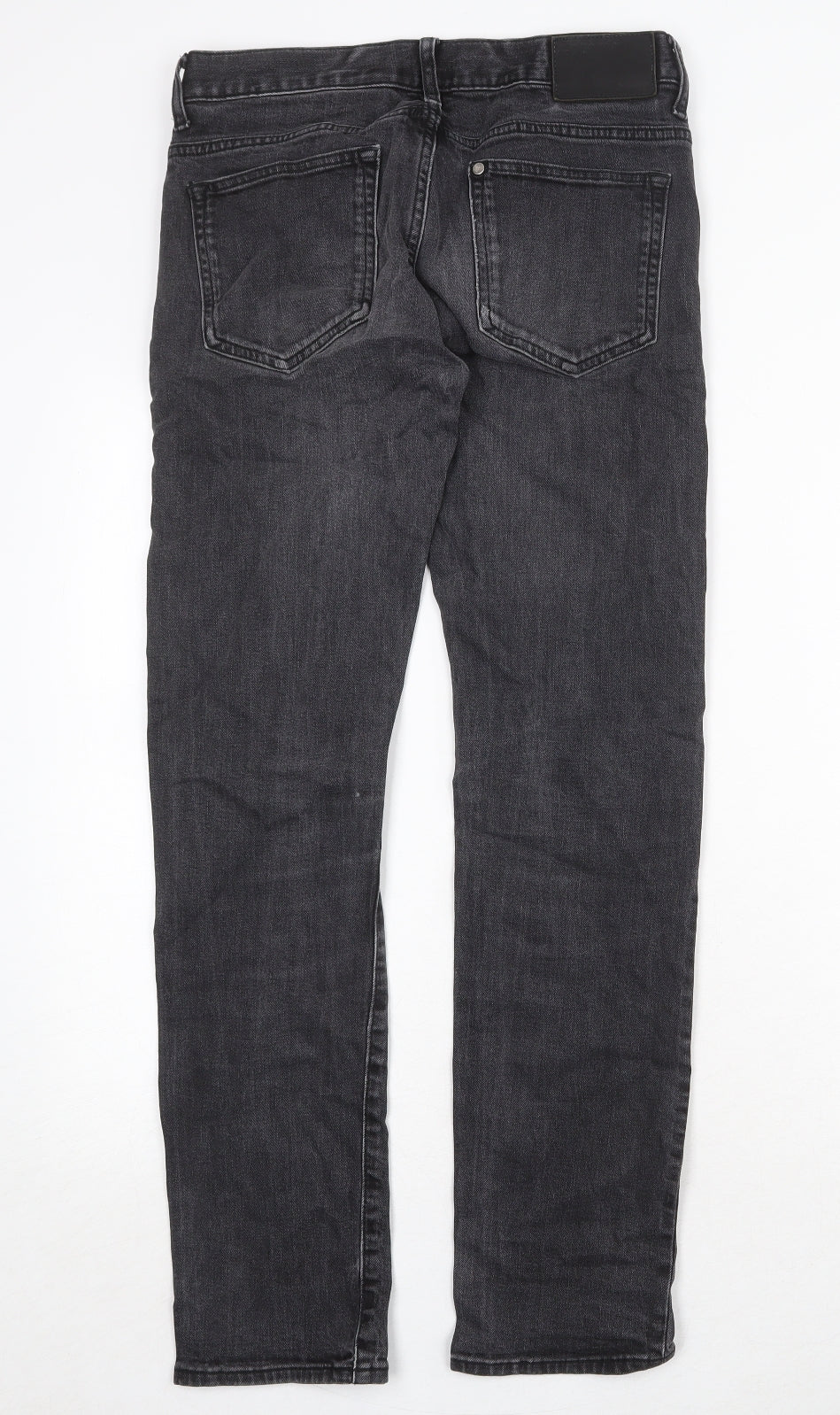 H&M Mens Black Cotton Straight Jeans Size 30 in Slim Button