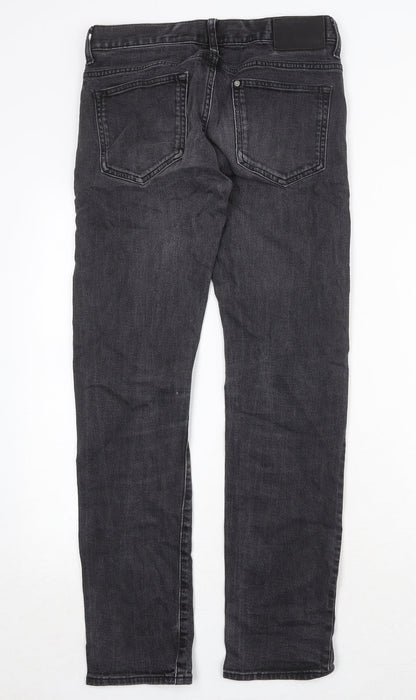 H&M Mens Black Cotton Straight Jeans Size 30 in Slim Button