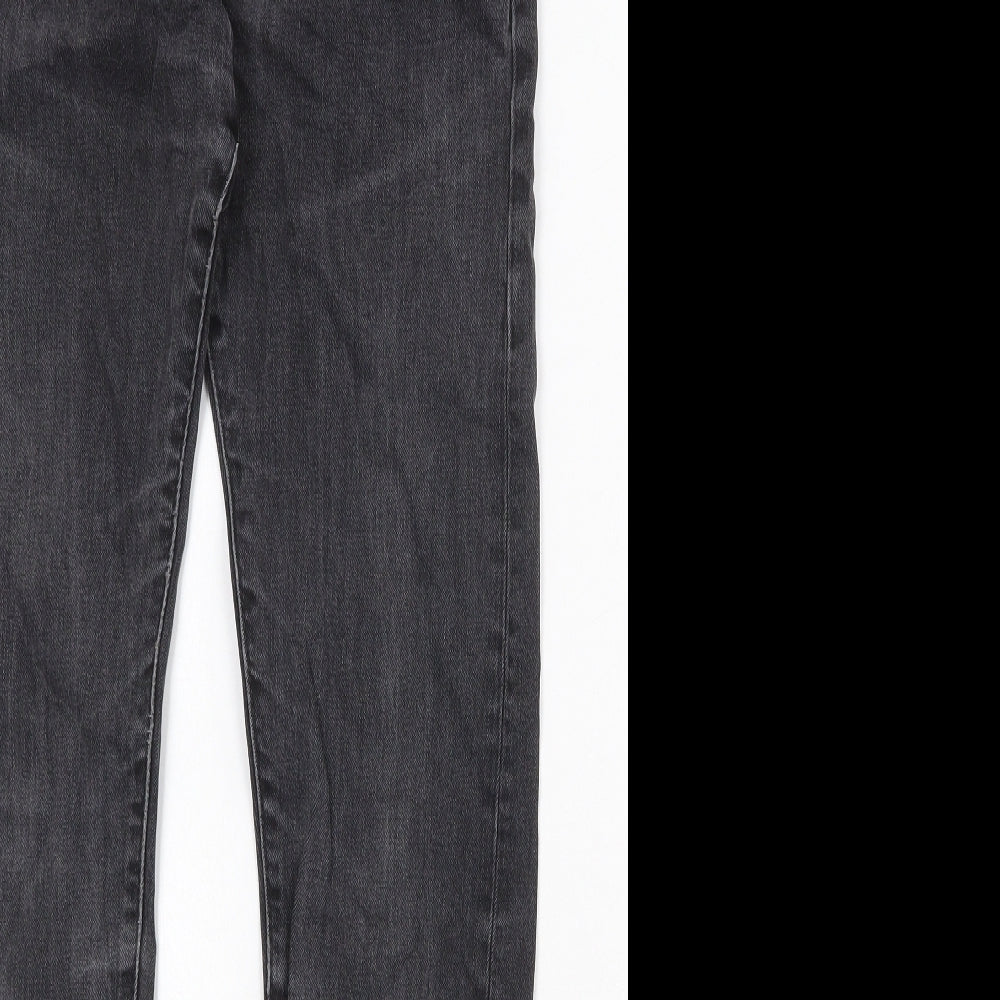 H&M Mens Black Cotton Straight Jeans Size 30 in Slim Button