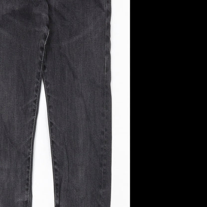 H&M Mens Black Cotton Straight Jeans Size 30 in Slim Button