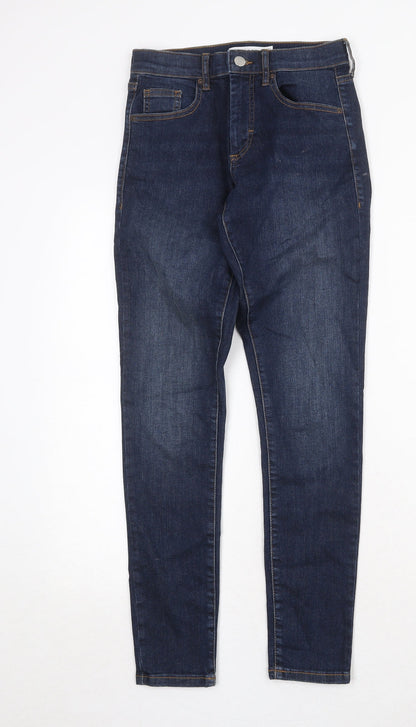 Topshop Womens Blue Cotton Skinny Jeans Size 25 in Regular Zip