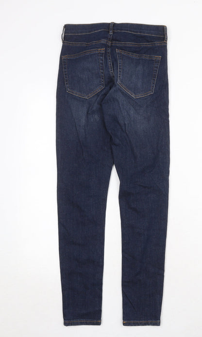 Topshop Womens Blue Cotton Skinny Jeans Size 25 in Regular Zip