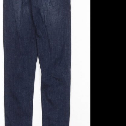 Topshop Womens Blue Cotton Skinny Jeans Size 25 in Regular Zip