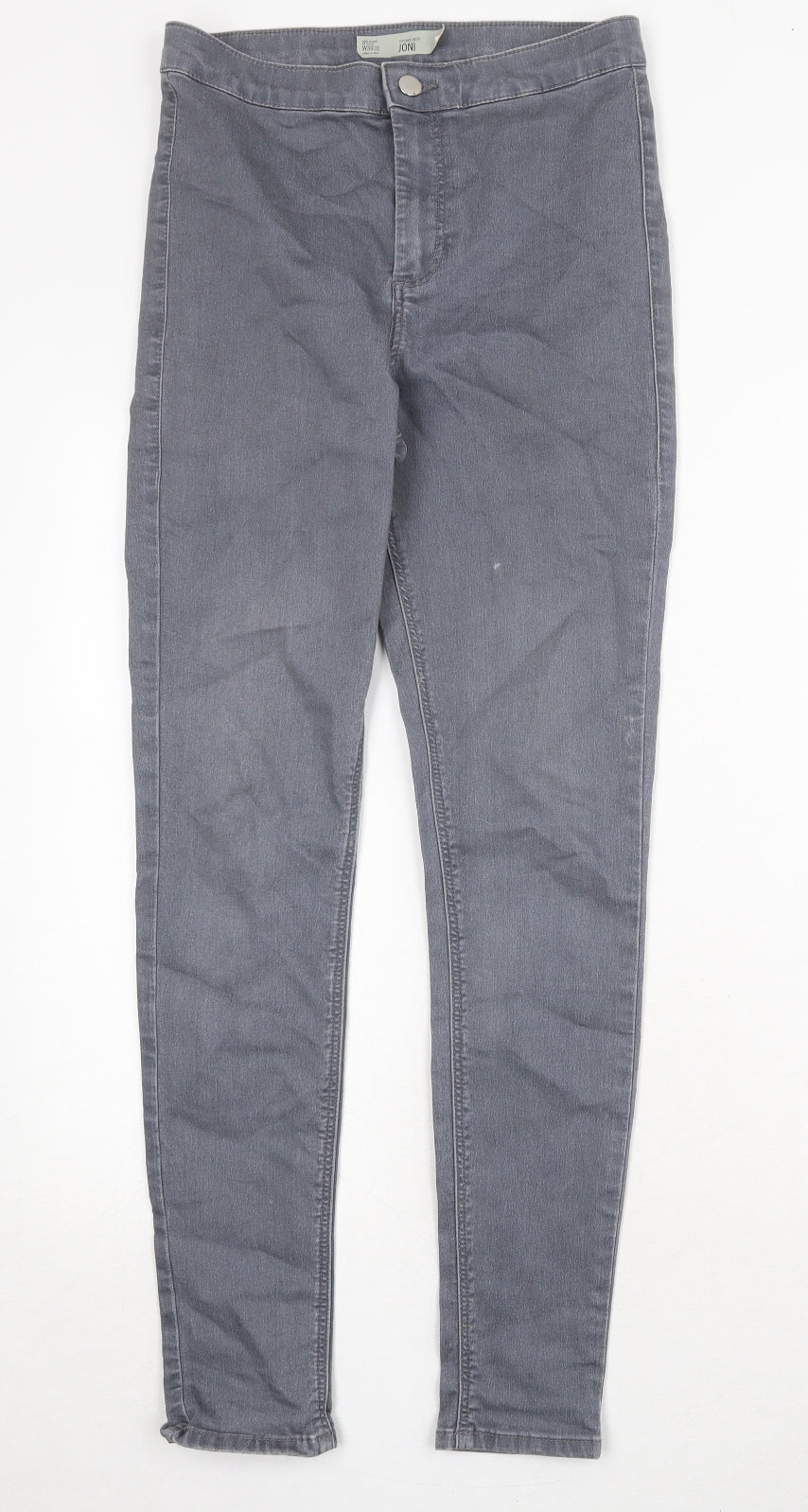 Topshop Womens Grey Cotton Skinny Jeans Size 30 in Regular Zip