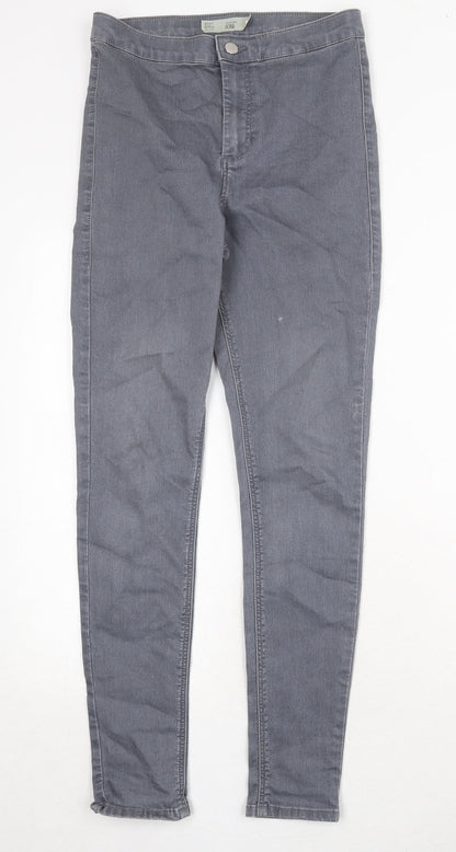 Topshop Womens Grey Cotton Skinny Jeans Size 30 in Regular Zip