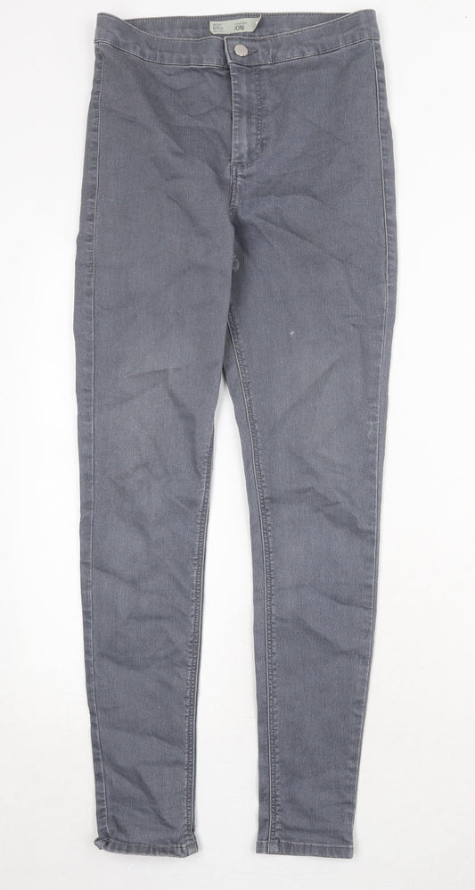 Topshop Womens Grey Cotton Skinny Jeans Size 30 in Regular Zip