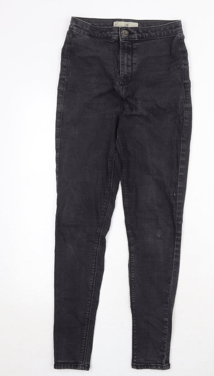 Topshop Womens Black Cotton Skinny Jeans Size 30 in Regular Zip