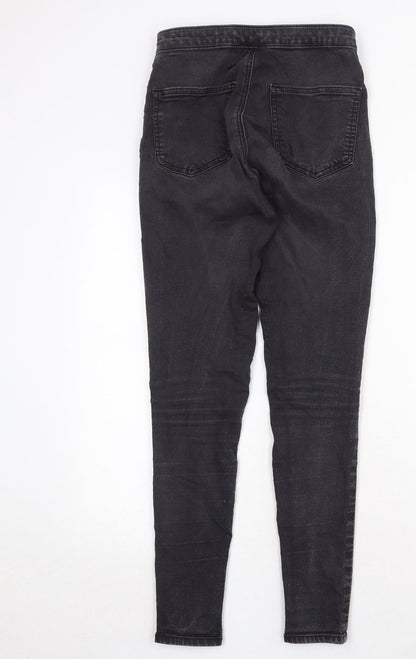 Topshop Womens Black Cotton Skinny Jeans Size 30 in Regular Zip